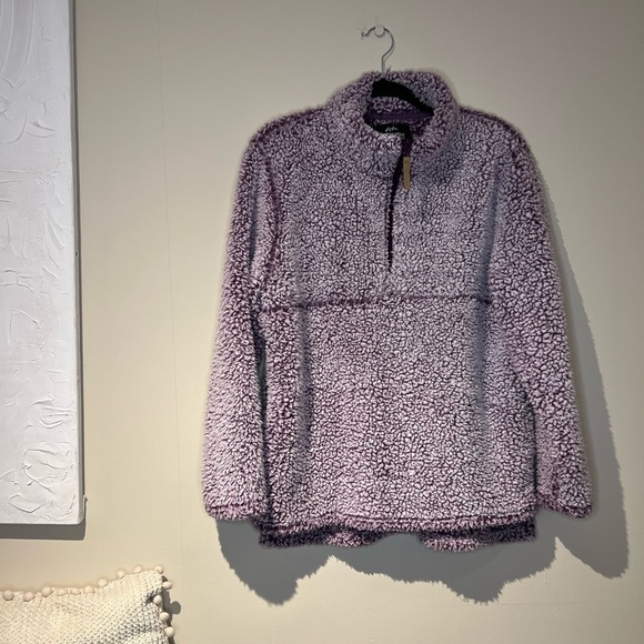 Jackson Hole Sweaters - Jackson Hole Sherpa 1/4 Zip Ultra Plush Sweater - Large in Heather Purple